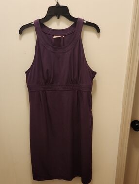 Athleta Voyager Day Dress Purple Boysenberry Sleeveless Pockets Size 12